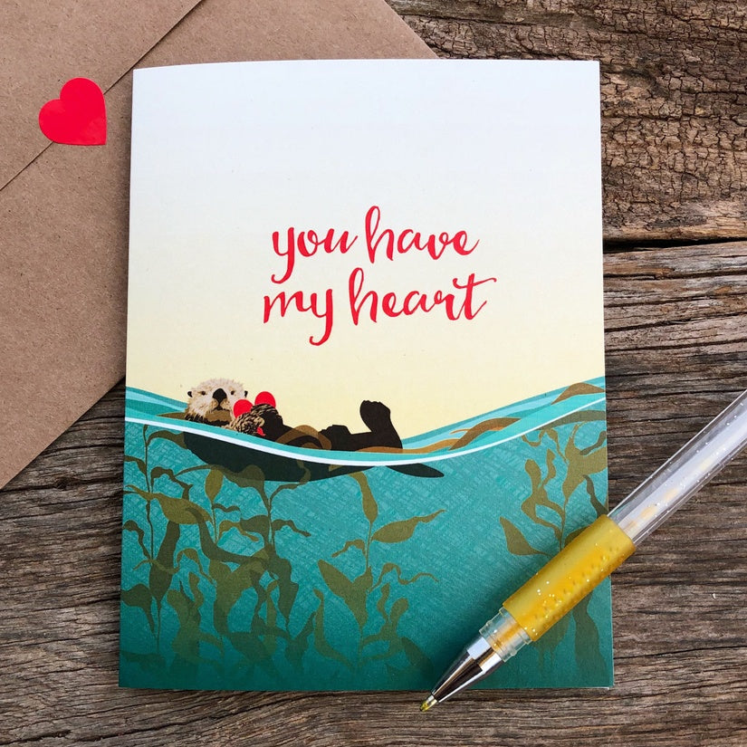 Heart Sea Otter Card