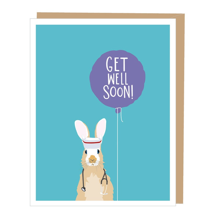 Rabbit Nurse Get Well Card