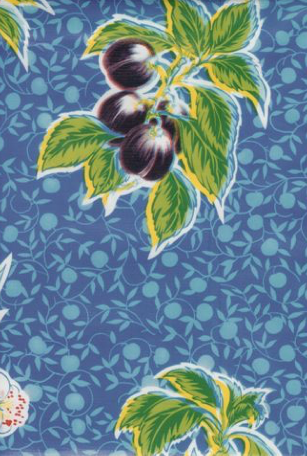 Summer Fruit Blue oilcloth - Bias Trim