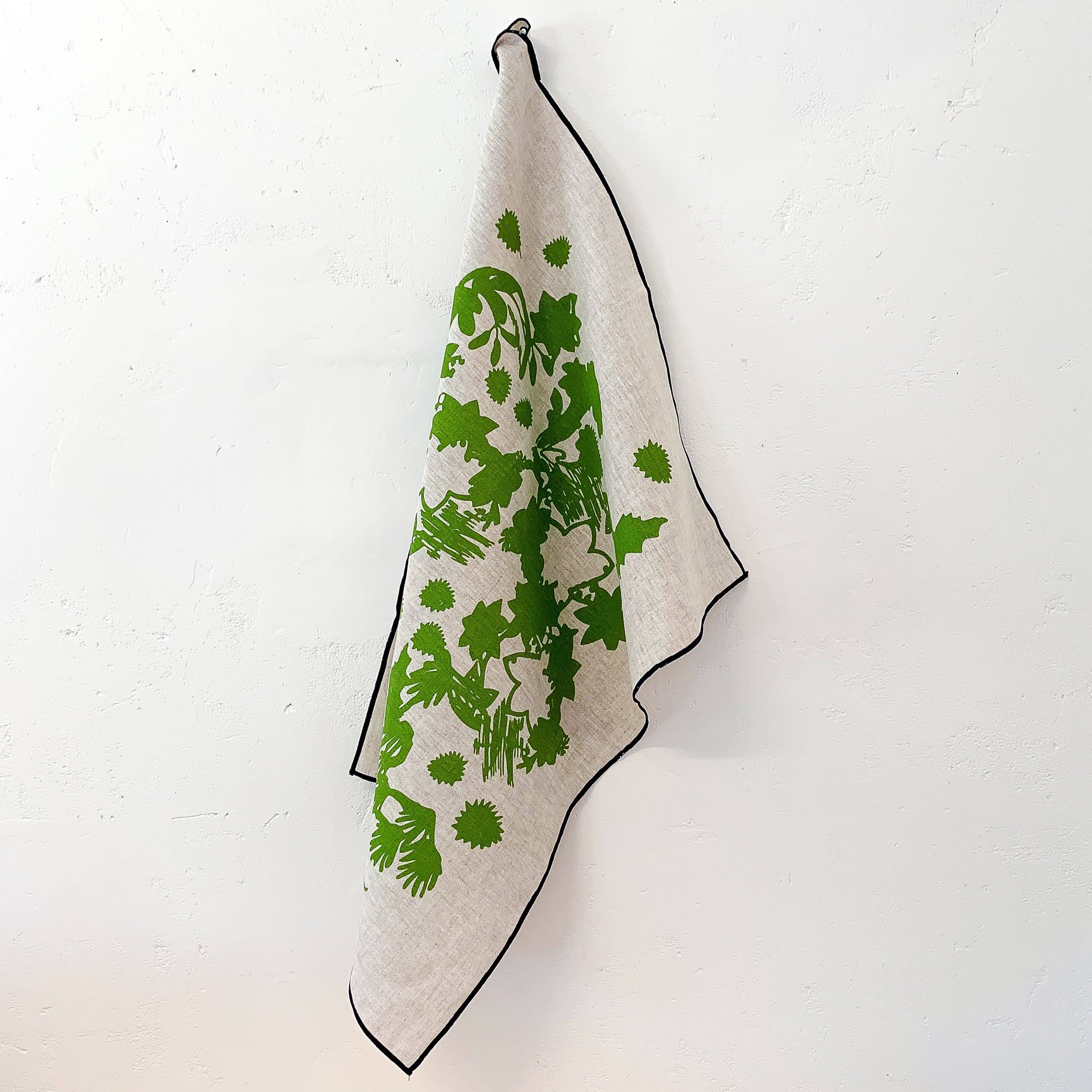 Evergreen Deep Woods Oatmeal Linen Tea Towel