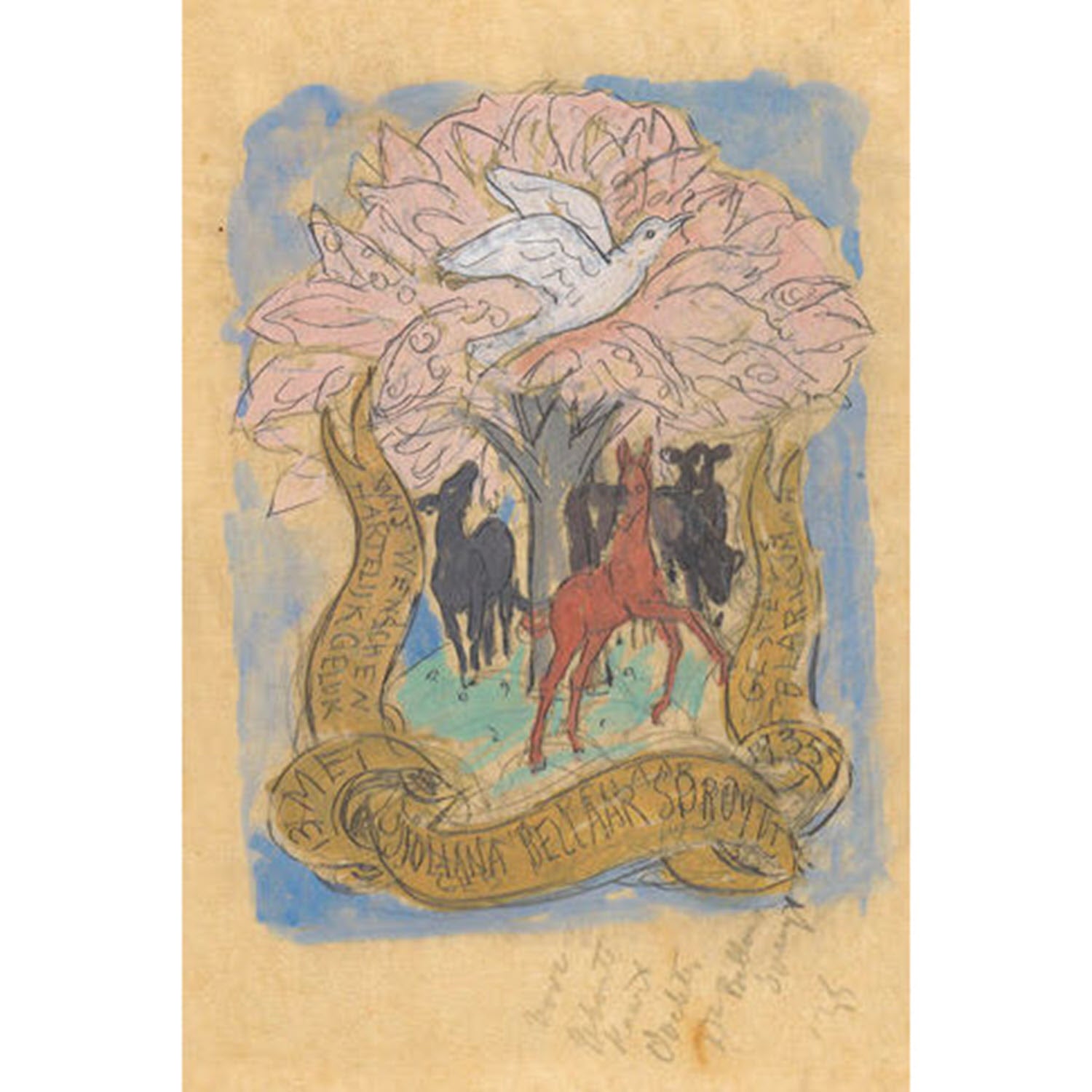 Wenschen Dove in Tree Sketch Art Print