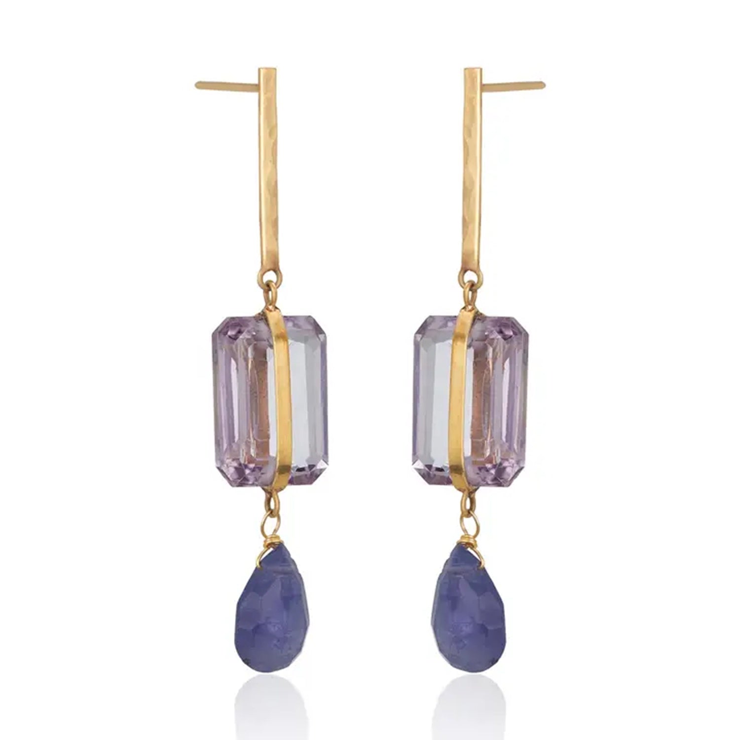 Avery Amethyst Gem Drop Gold Earrings