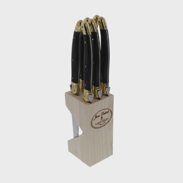 Black with Brass Knife Set of 6