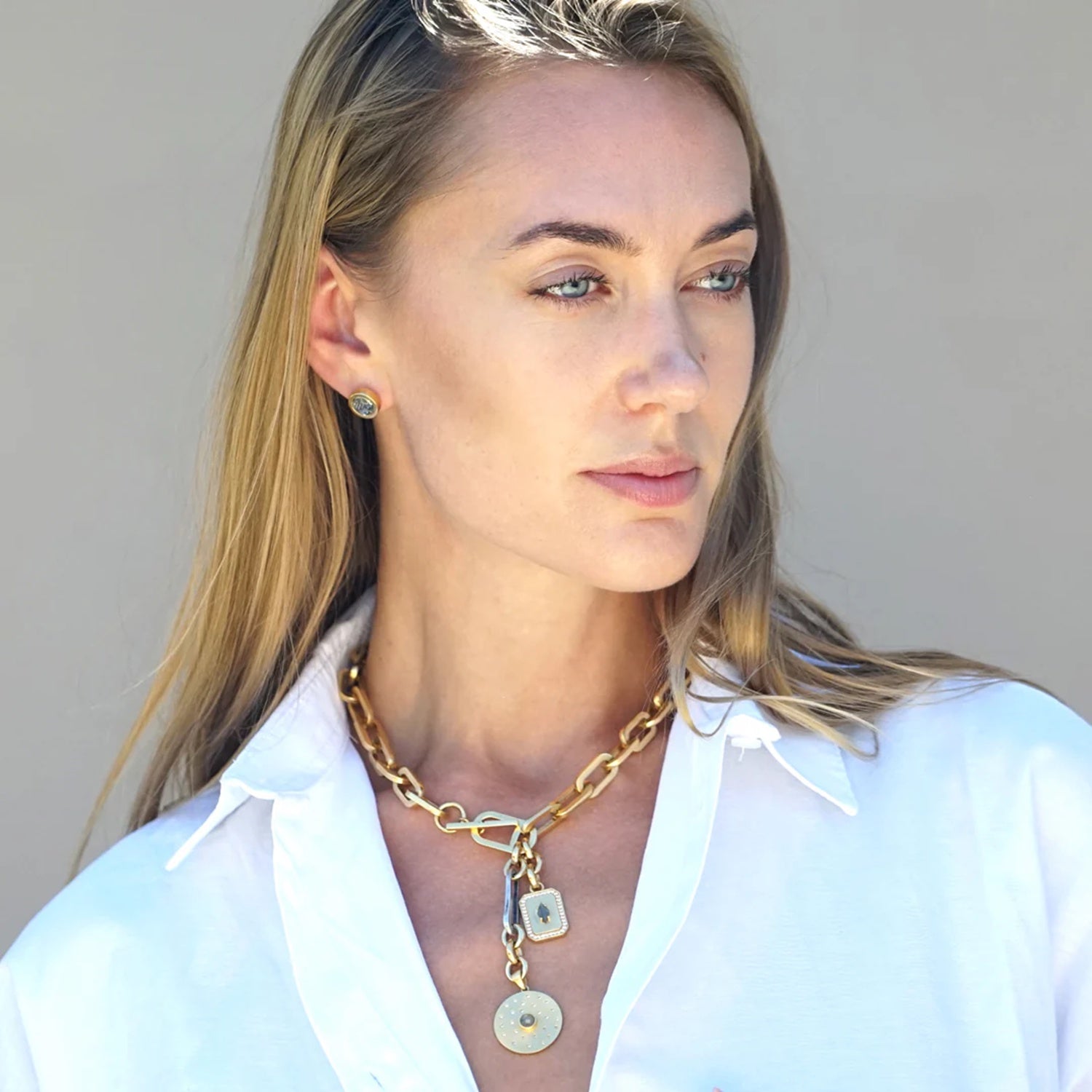 Brushed Gold Rico Rondo Toggle Necklace