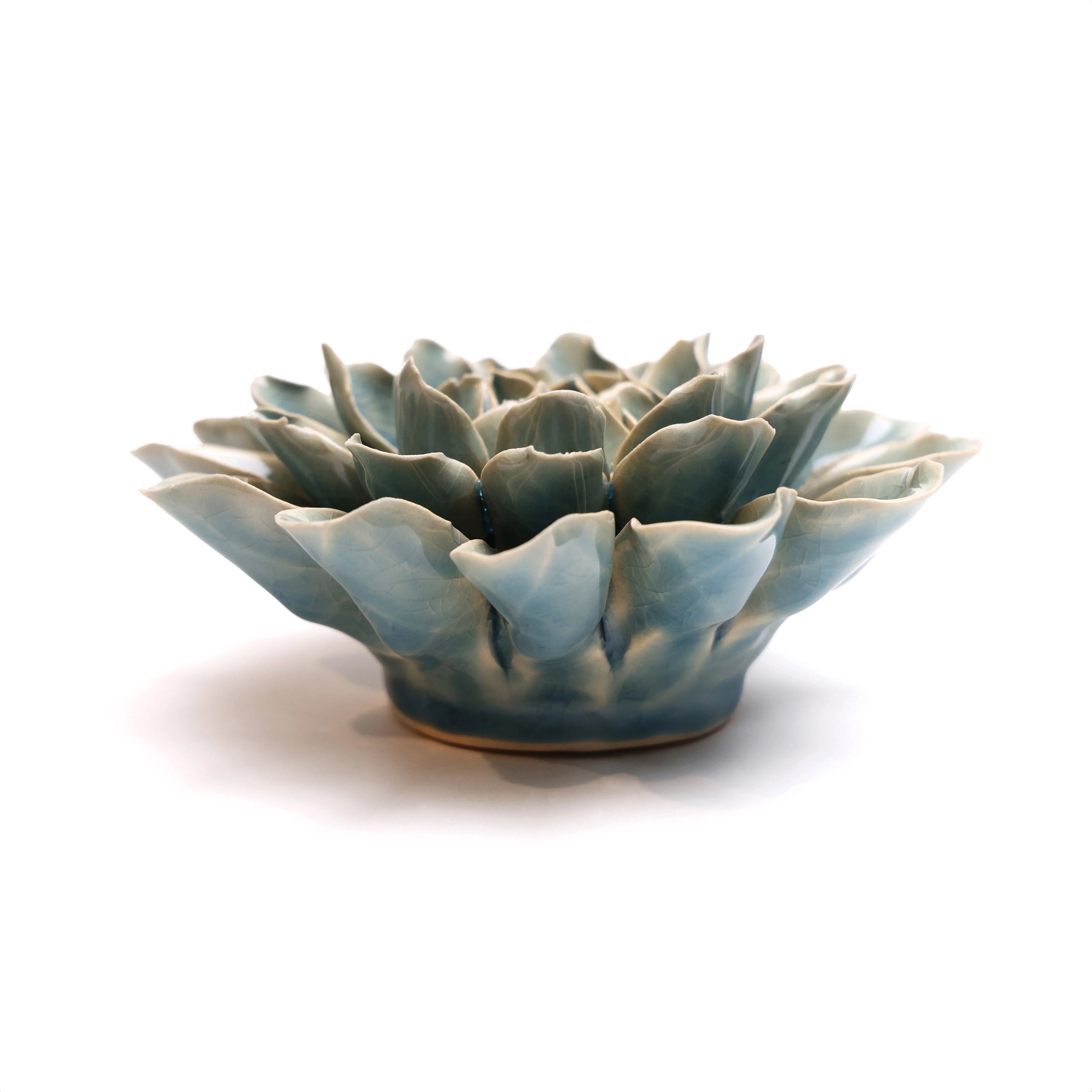 English Garden Teal Dinner Plate Dahlia