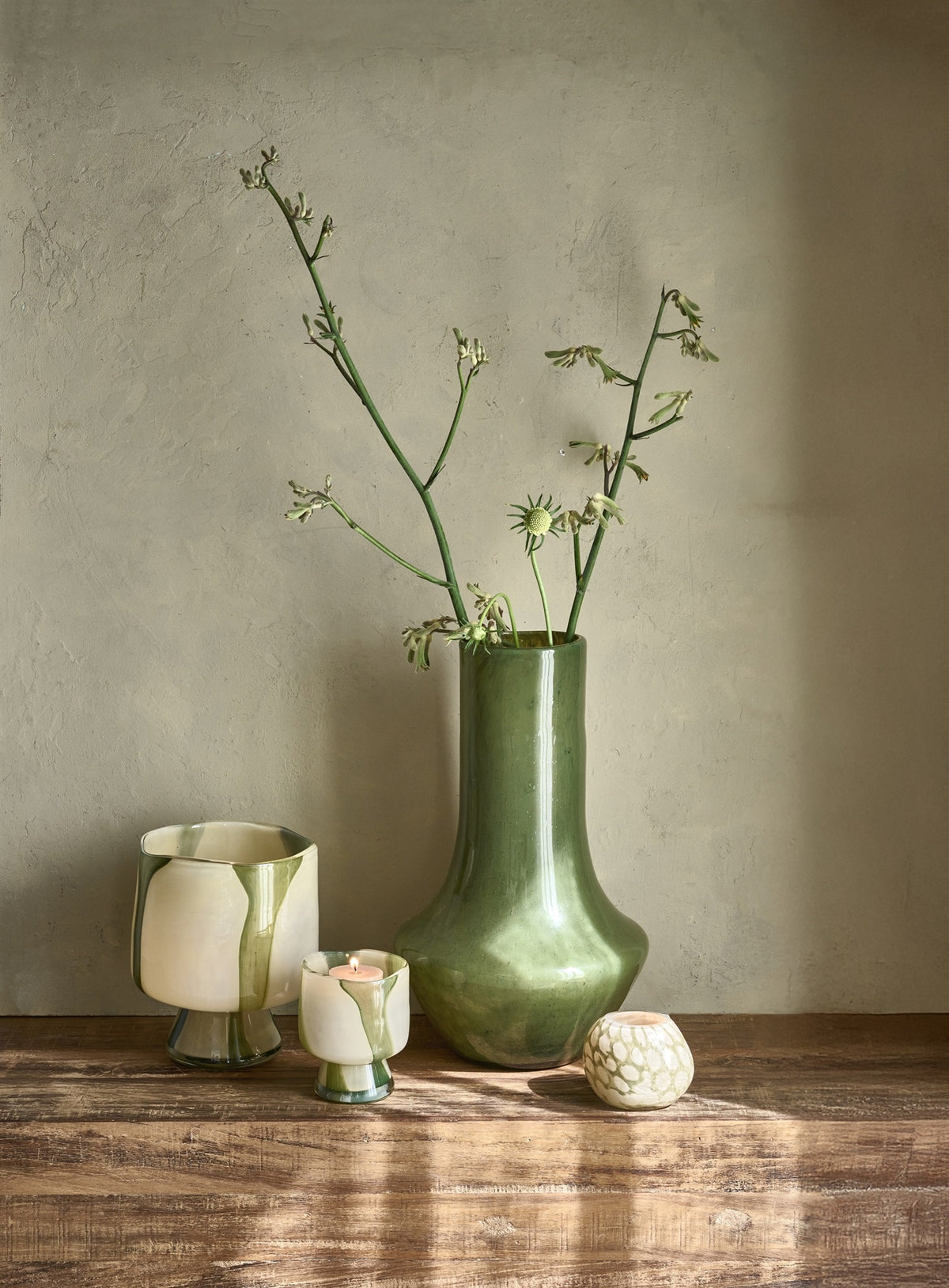 Camou Olive Glass Vase