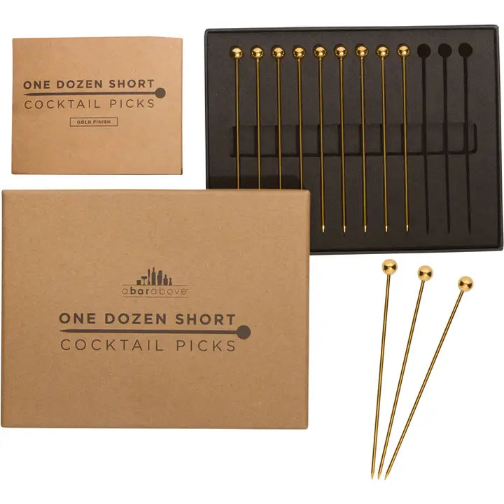Cocktail Picks - Long Gold (12pc)