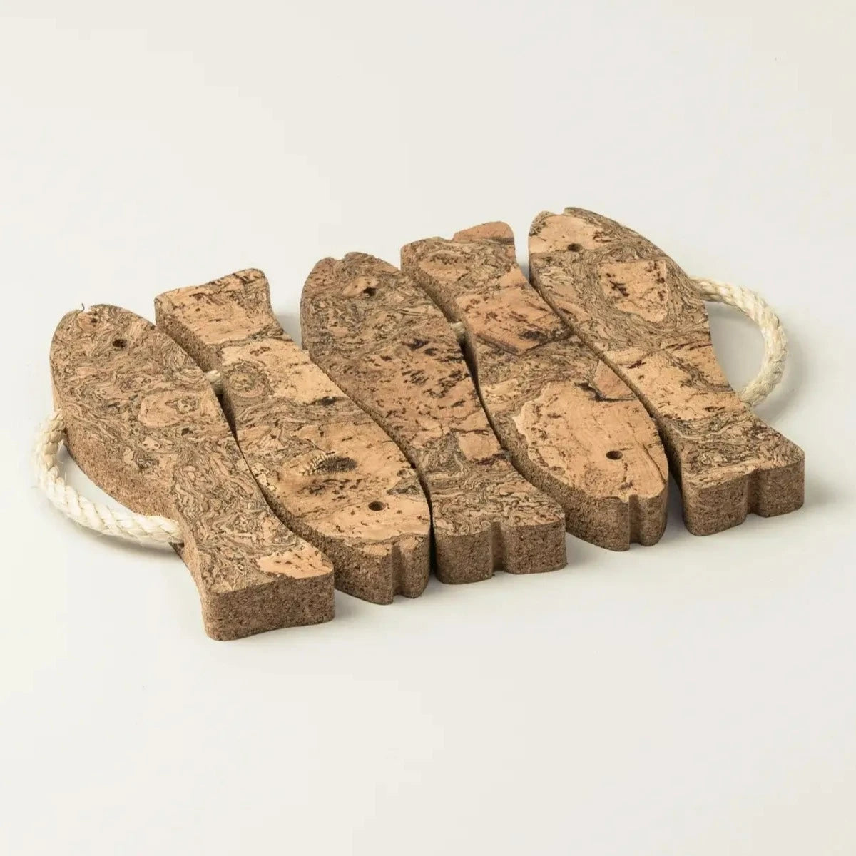 Cork Fish Trivet with Rope Handles