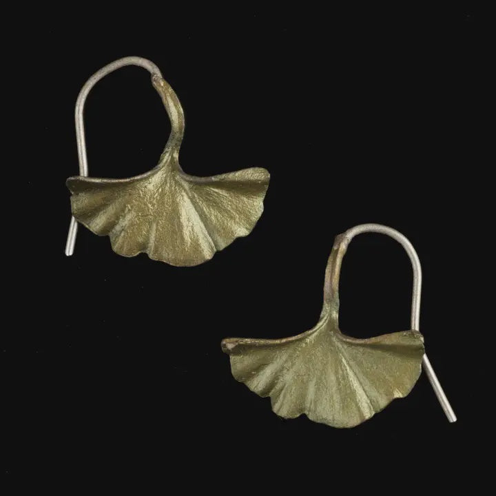 Ginkgo Single Leaf Wire Earrings