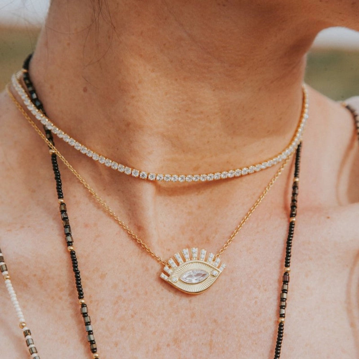 Tennis Necklace Gold