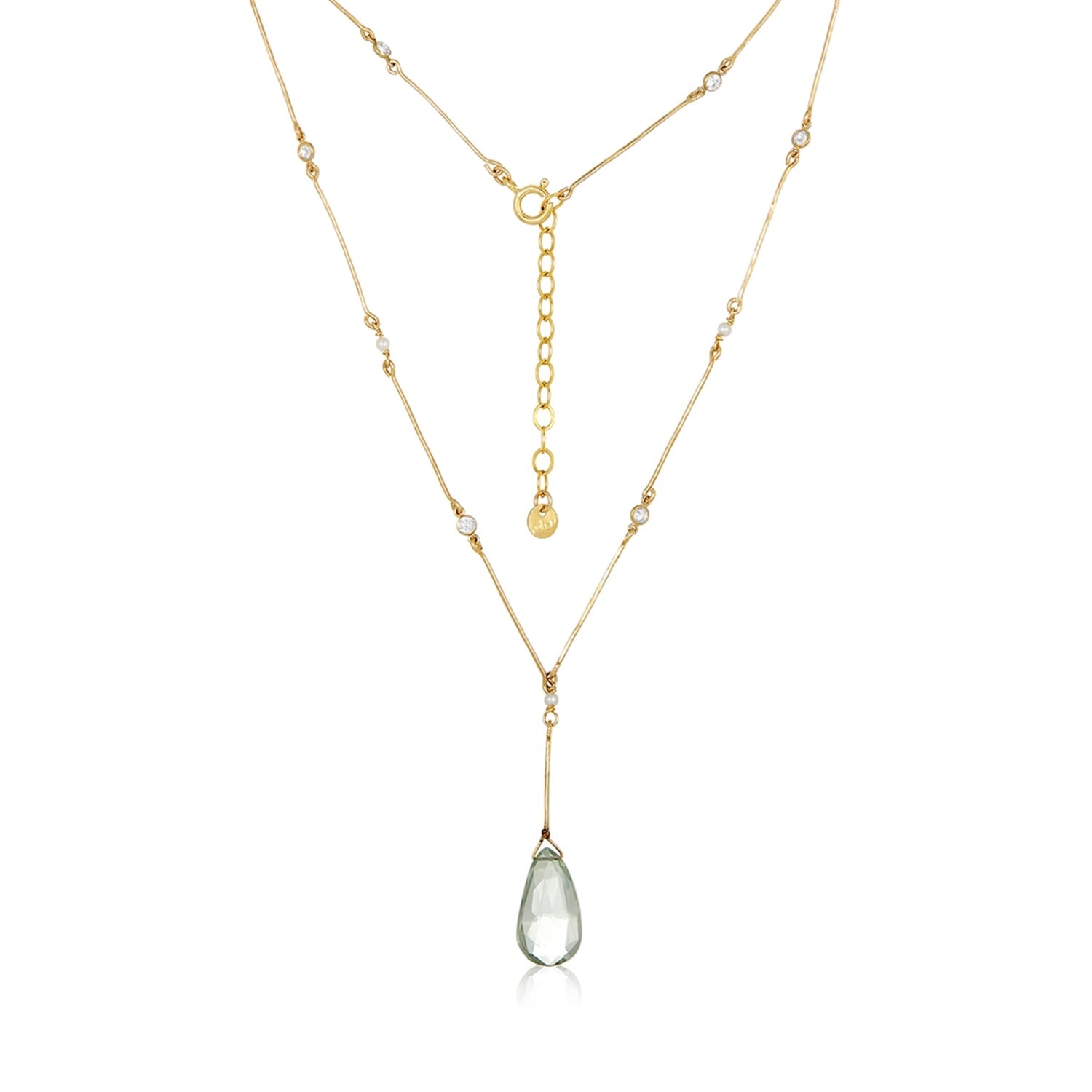 Green Amethyst Lariat Necklace
