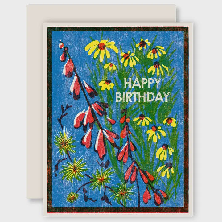 Blue Sky Wildflowers Birthday Card