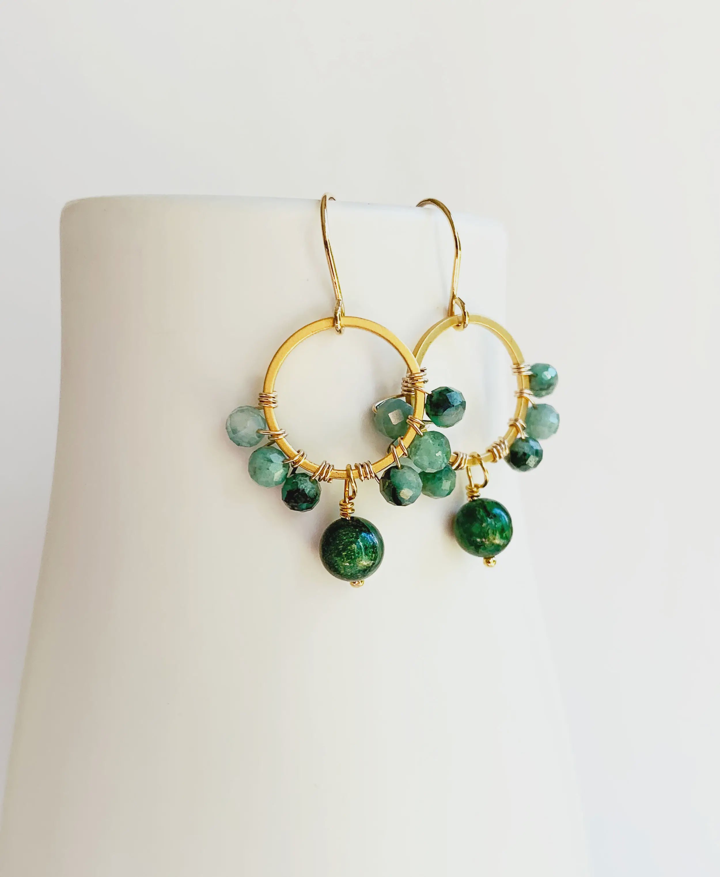 Jade & Emerald Circle Earrings