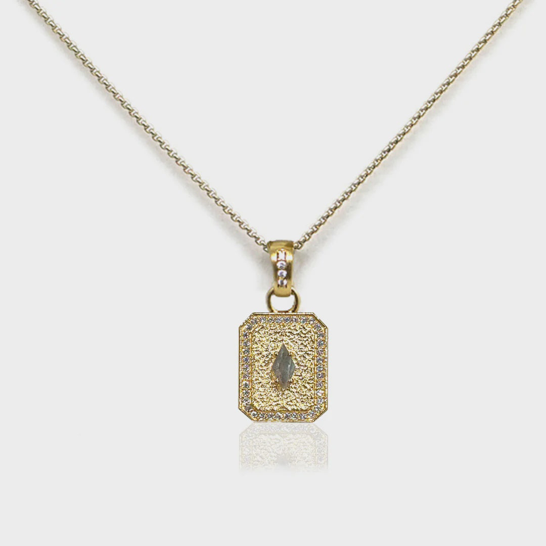 Gold Labradorite Shield Necklace