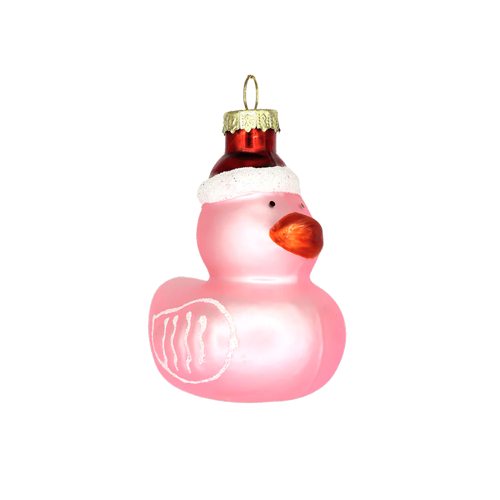 Pink Duckie Glass Ornament