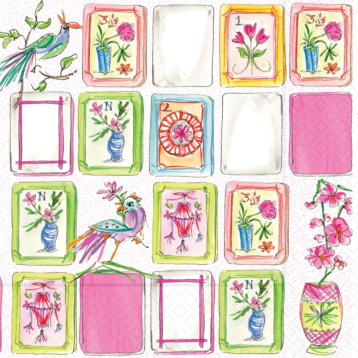 Mahjong Pink Cocktail Napkins