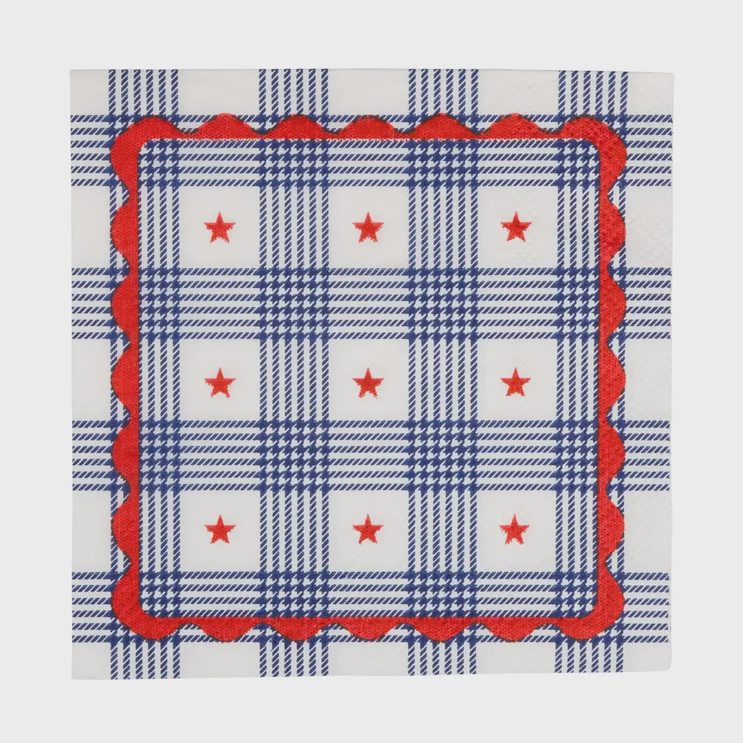 Plaid Stars Cocktail Napkin