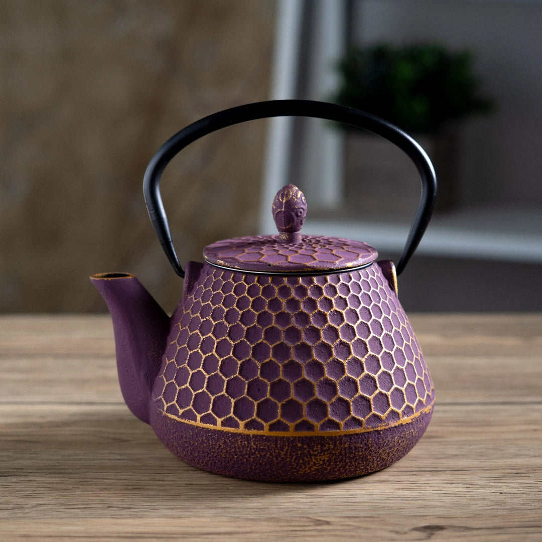 Purple Honeycomb Cast Iron Teapot