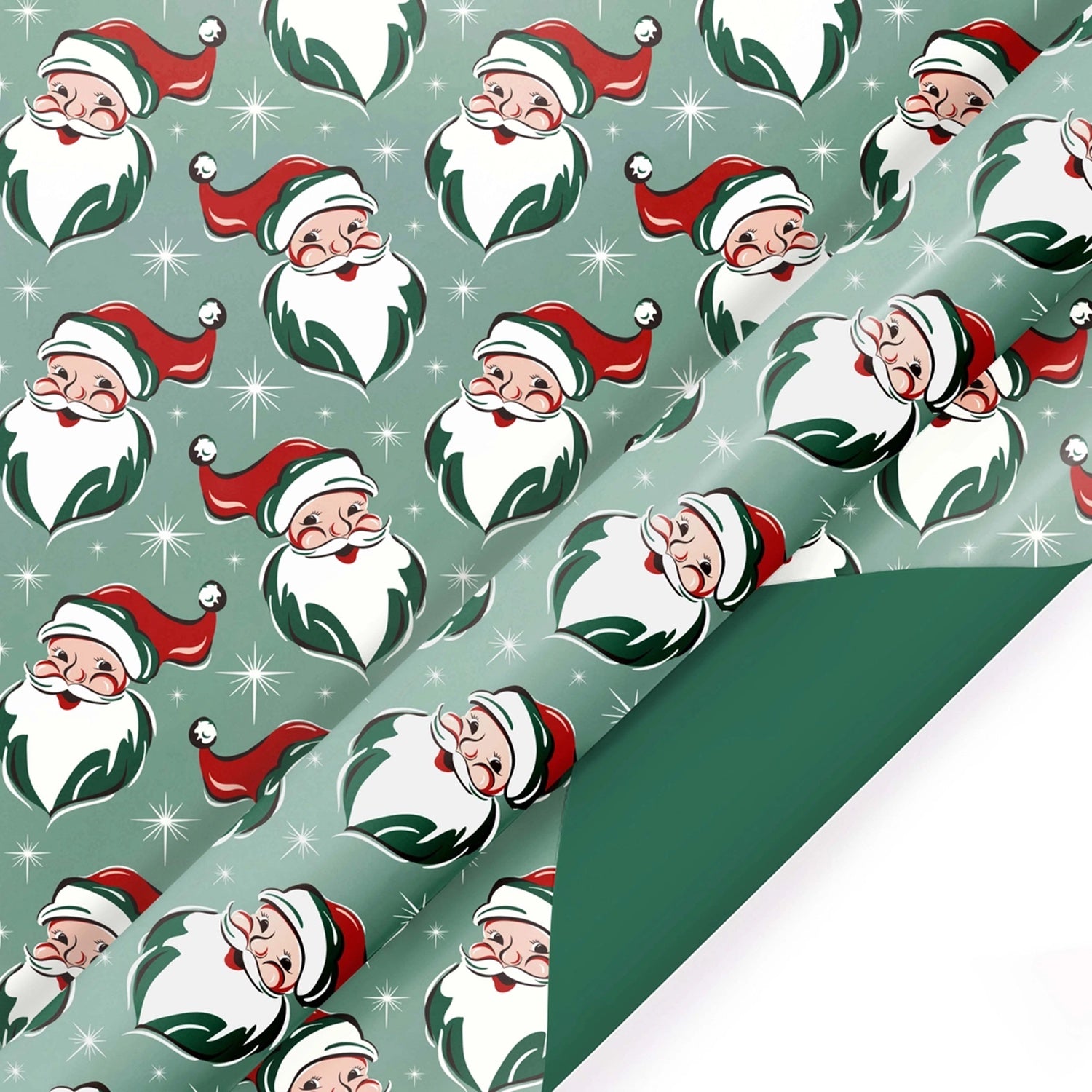 Retro Santa & Green Reversible Roll