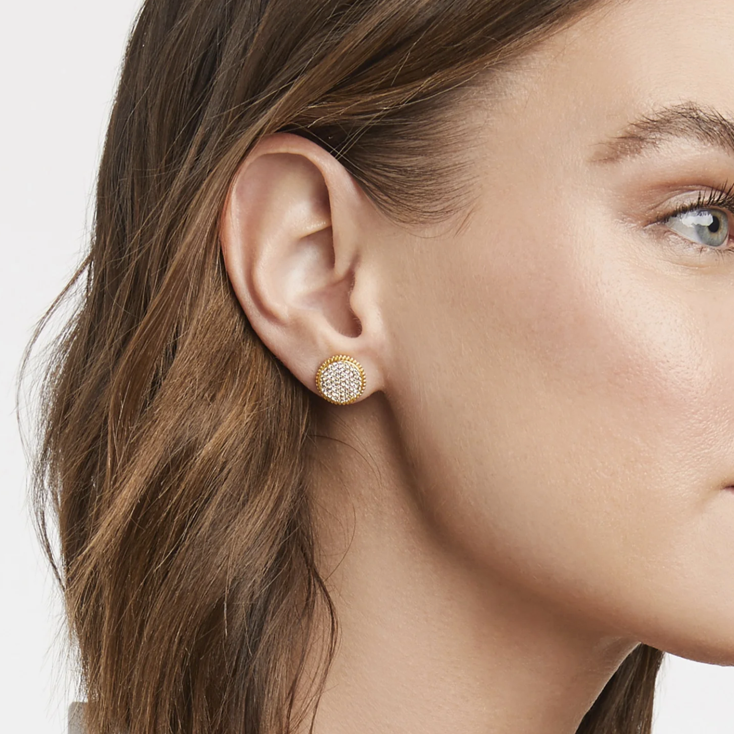 Fleur-de-Lis Gold Pave Stud Earring