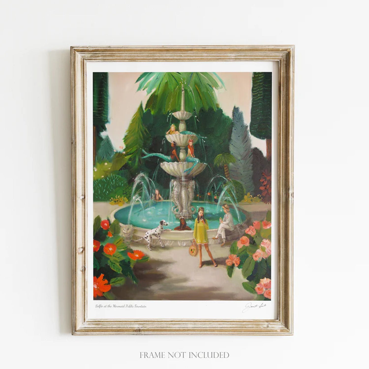Selfie at the Public Fountain Art Print