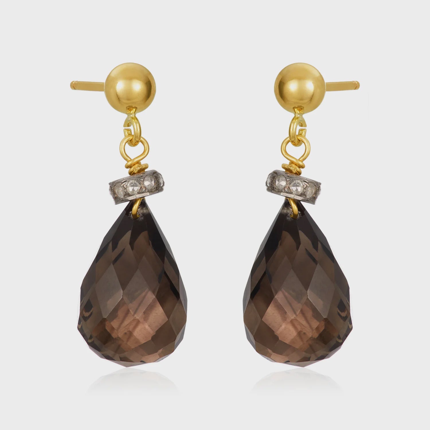 Smokey Quartz Diamond Earrings