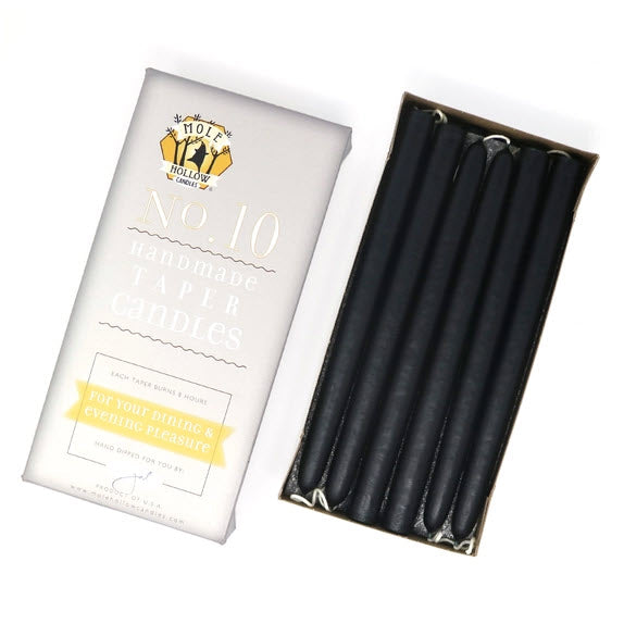 Solid Black 10-Inch Taper Pair