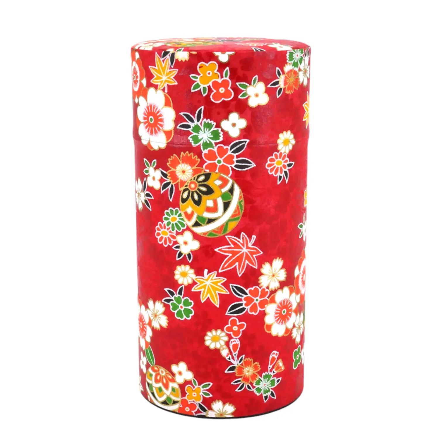 Tea Canister Hanayose Red