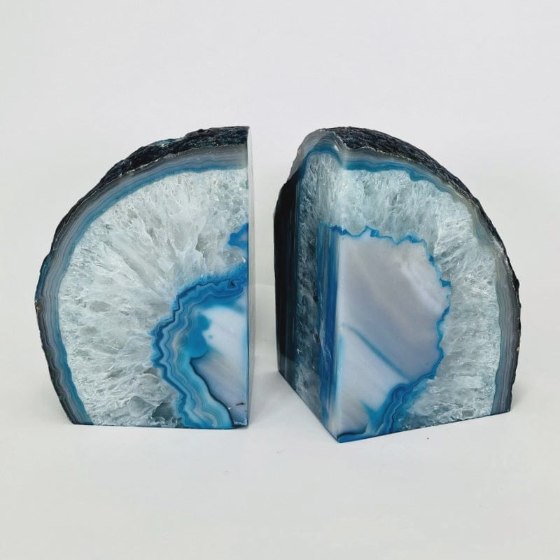Teal Agate Bookend Pair