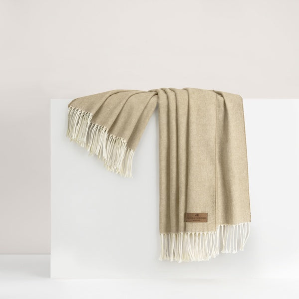 Herringbone White Truffle Throw