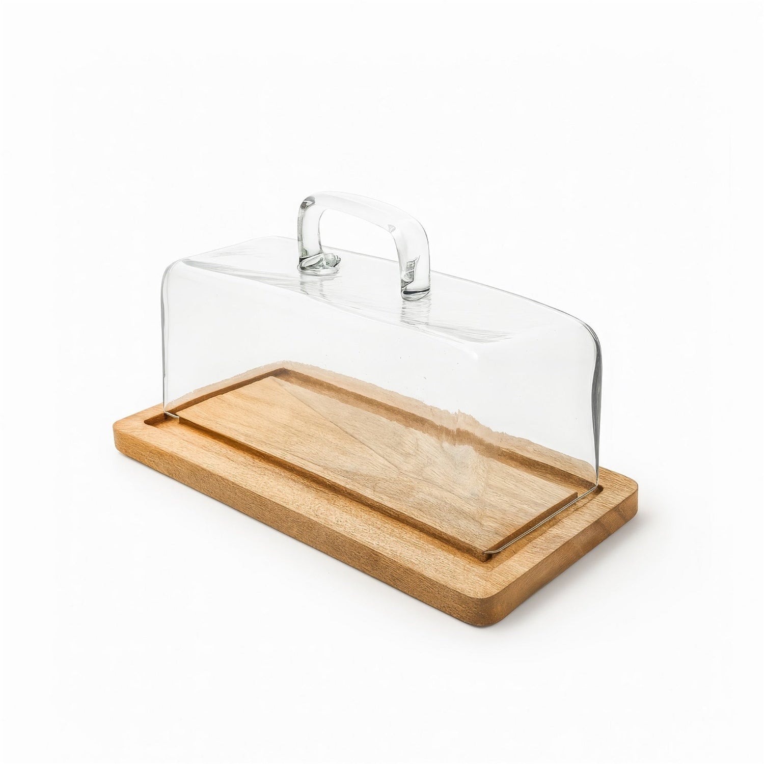 Wood Butter Dish with Glass Dome