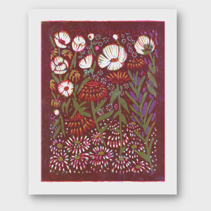 Zinnias and Anemones Art Print