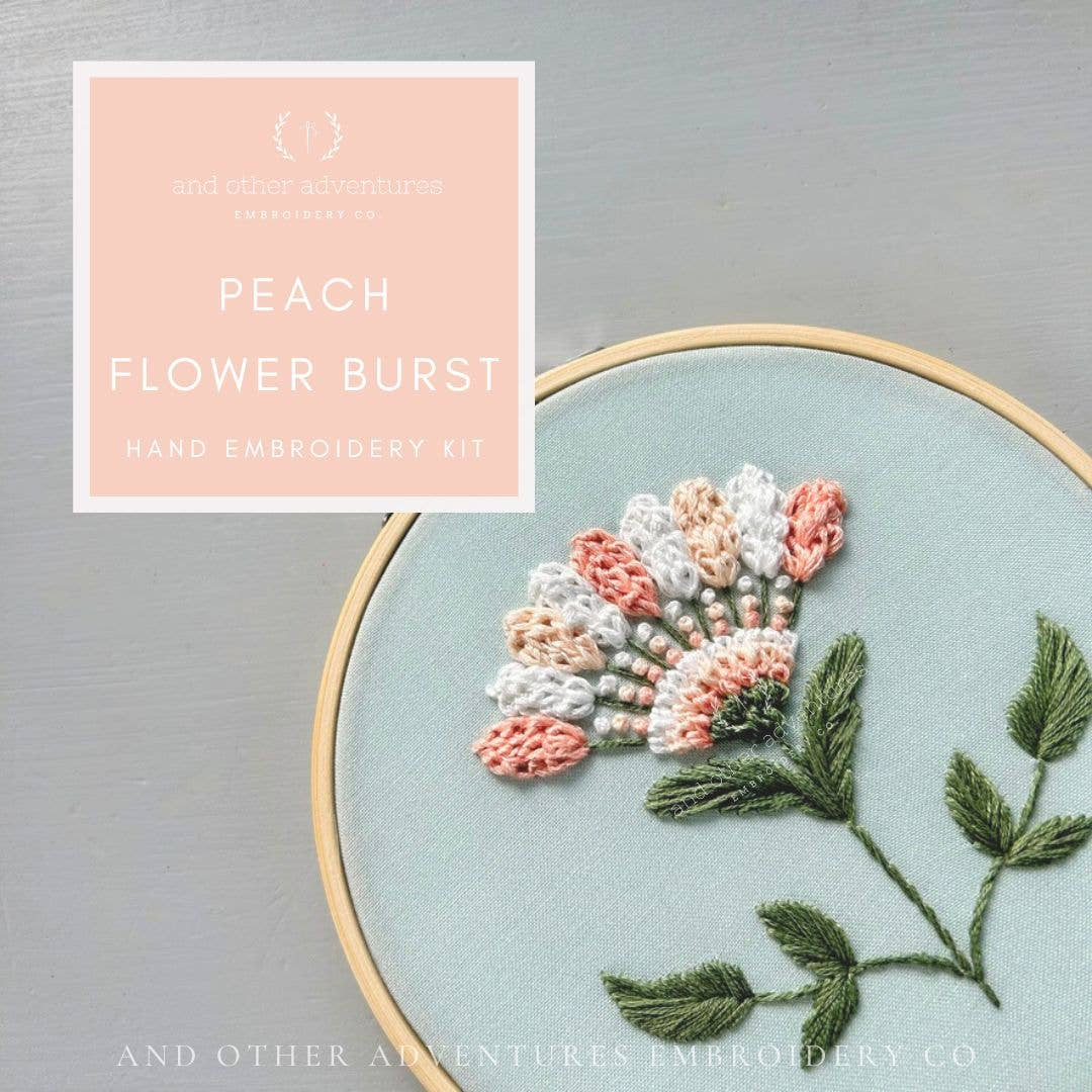 Peach Flower Burst Embroidery Kit