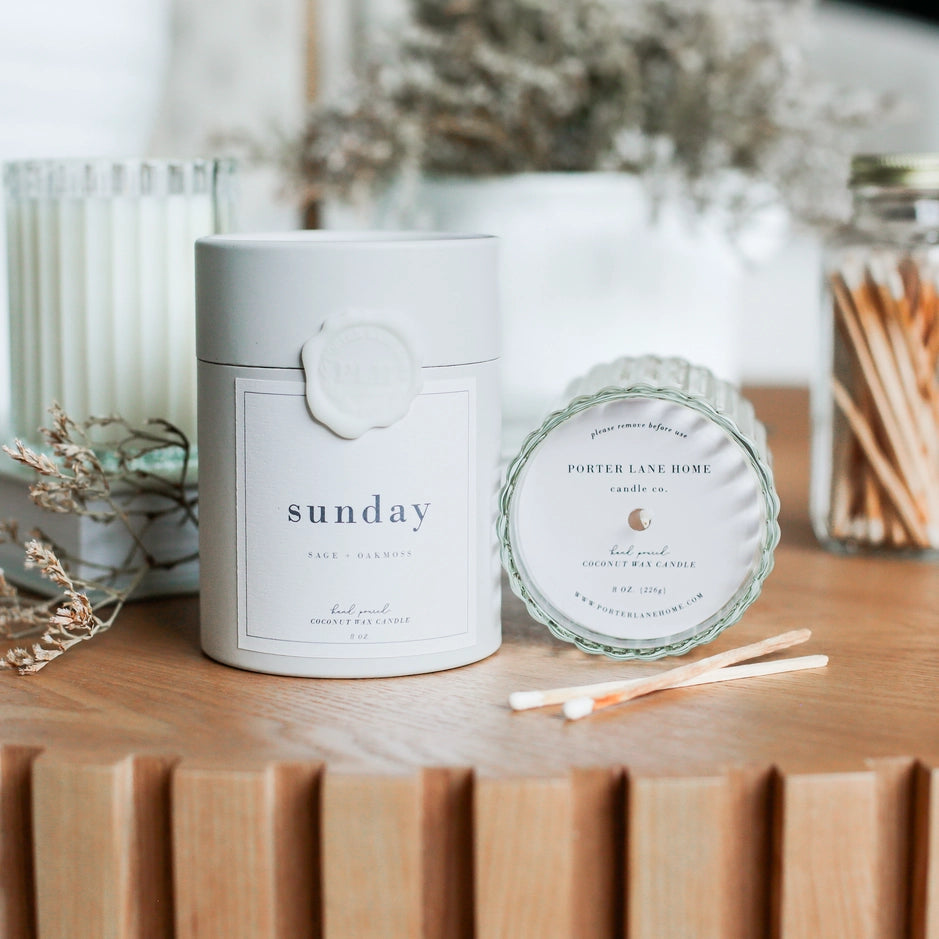 Sunday - Sage + Oakmoss Fluted Candle