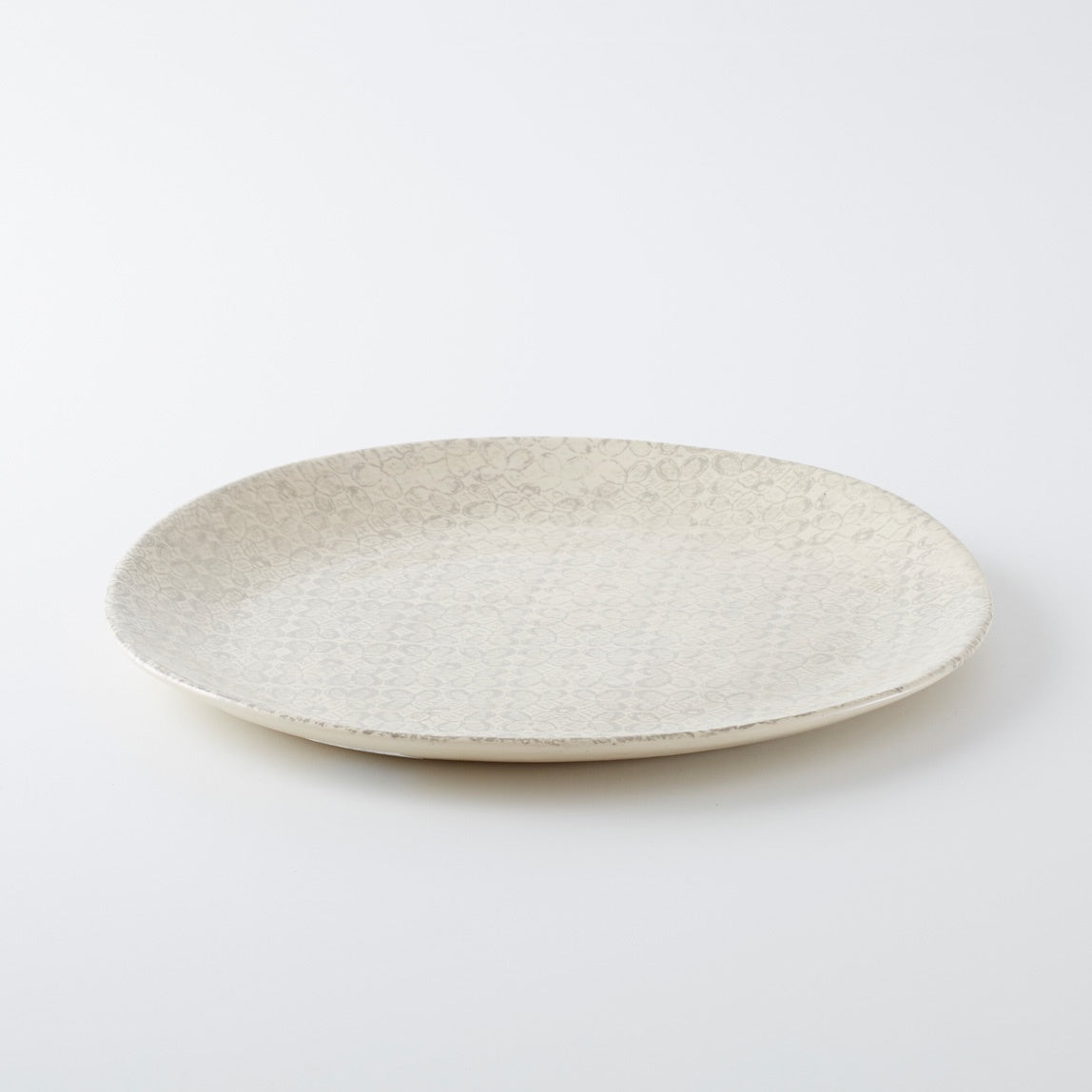 Round Cake Plate Print Warm Grey