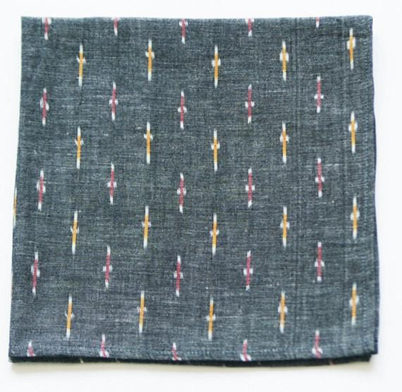 Grey Red Gold Dash Ikat Napkin