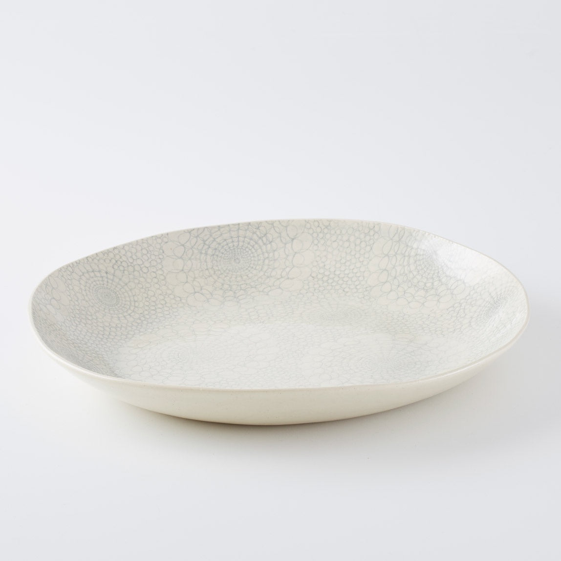XL Deep Round Serving Platter Print Duck Egg