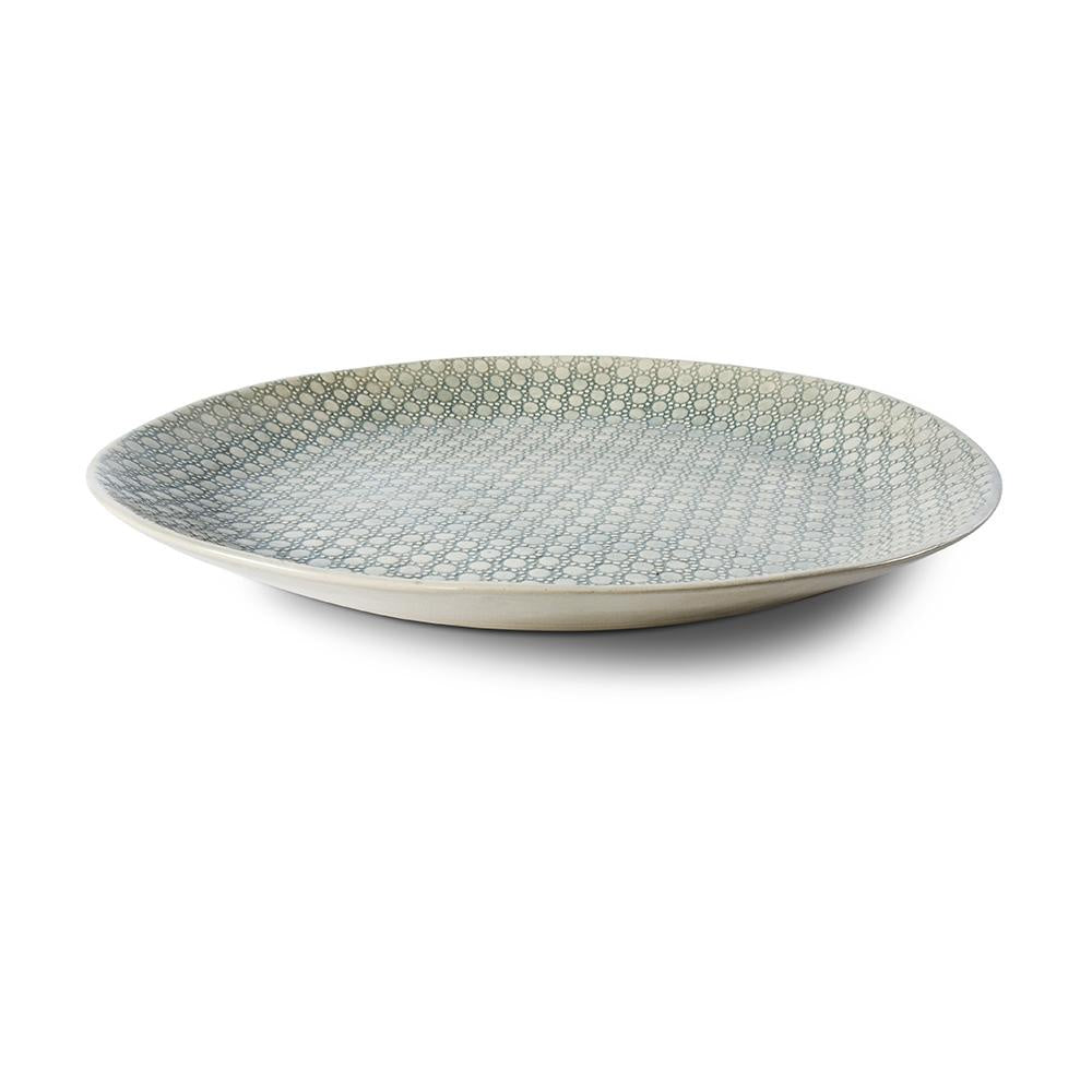 Round Cake Plate Print Duck Egg