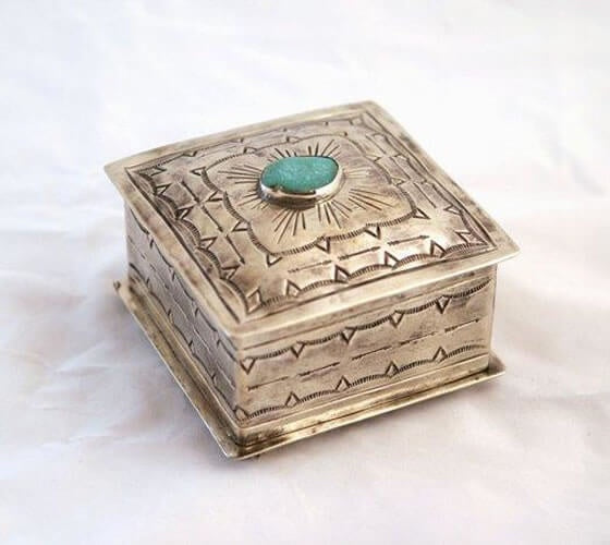 Small Square Box with Turquoise