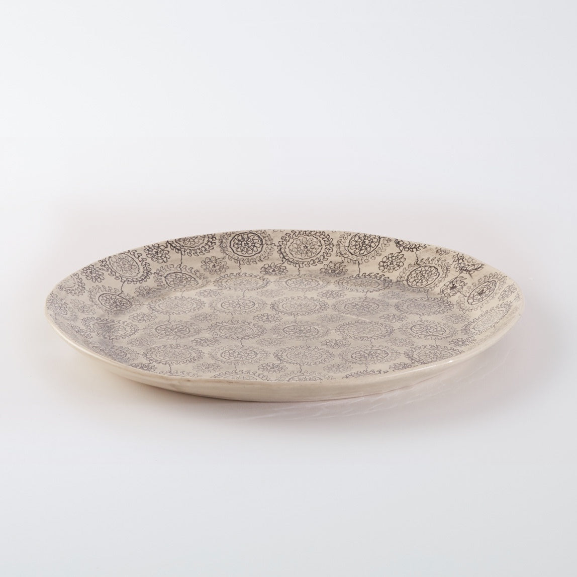 Round Cake Plate Print Black