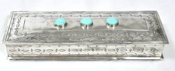 Long Stamped Box with Turquoise