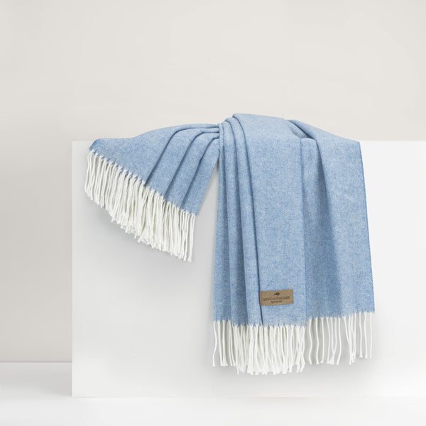 Herringbone Blue Denim Throw
