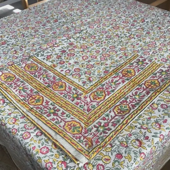 Cornwall Yellow Pink Tablecloth