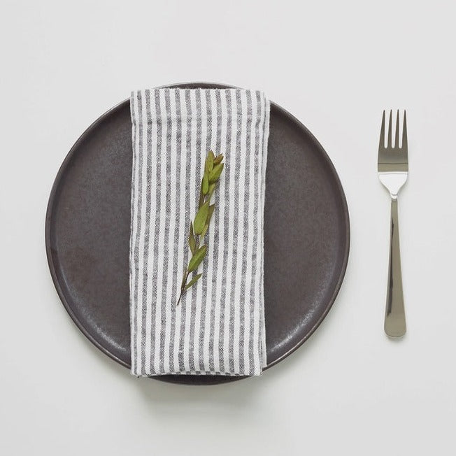 Thin Stripe Black Linen Napkin