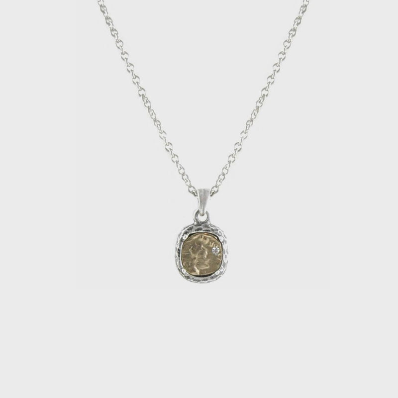 Vintage Silver Pavia Coin & Frame Necklace