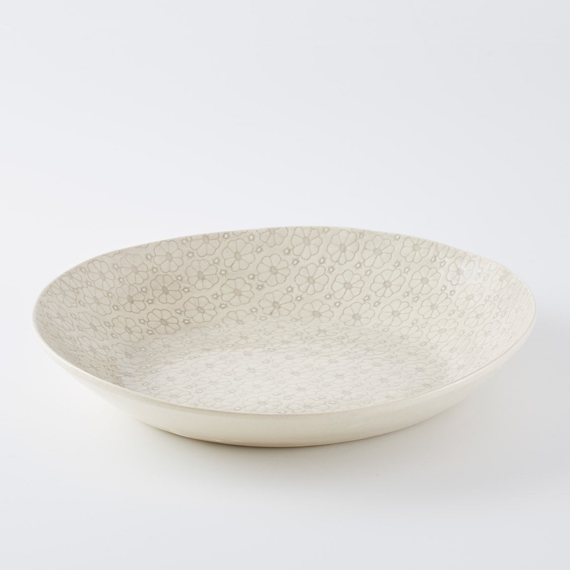 XL Deep Round Serving Platter Print Warm Grey