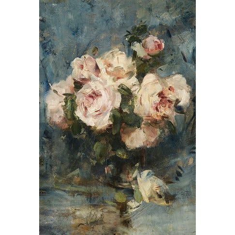 Pink Roses with Blue Background