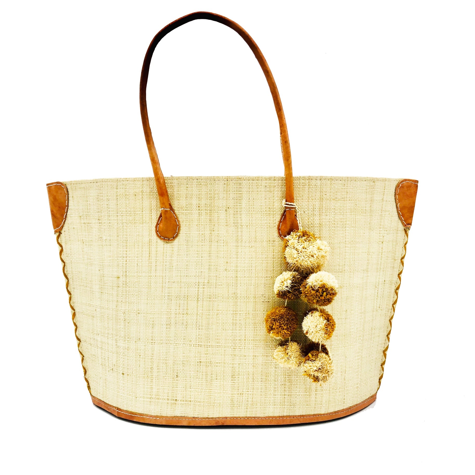 Melanga Shopper w/Pompoms Natural