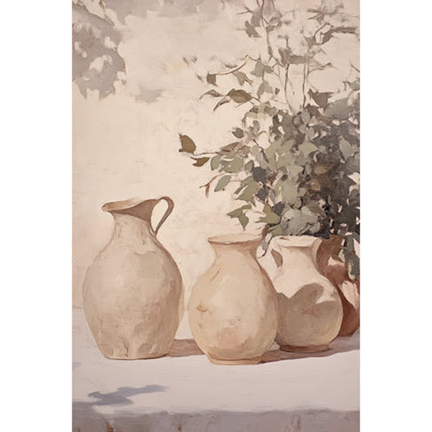 White Pots on Table #1 Art Print