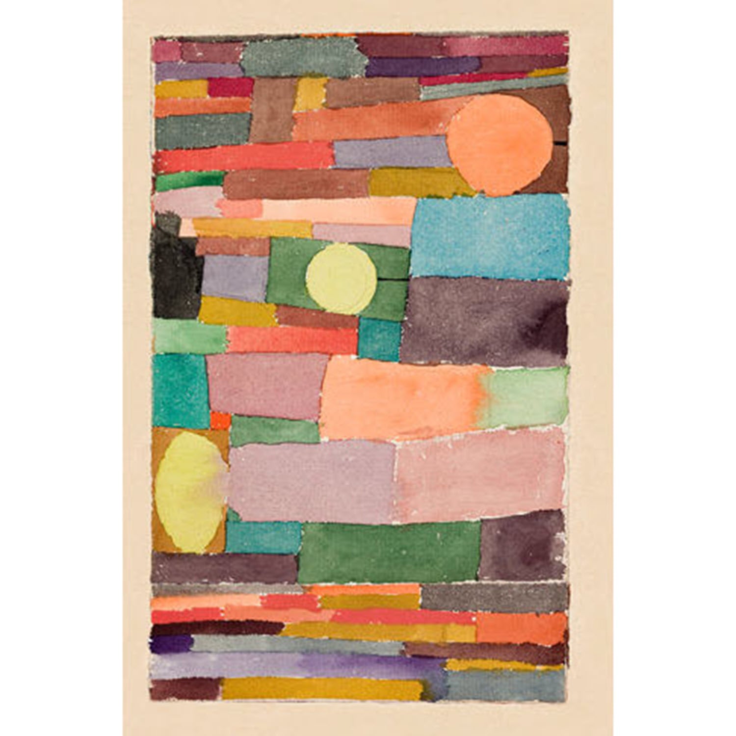 Three Circles within Rectangles Watercolor